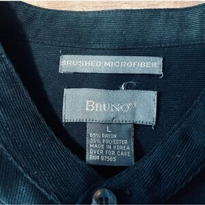 Bruno Men's Large Black Brushed Microfiber “Suede” Button Down Shirt GUC
